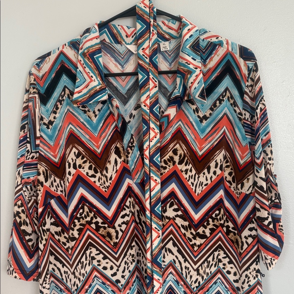 Chevron Patterned Multicolor Dress - image 2